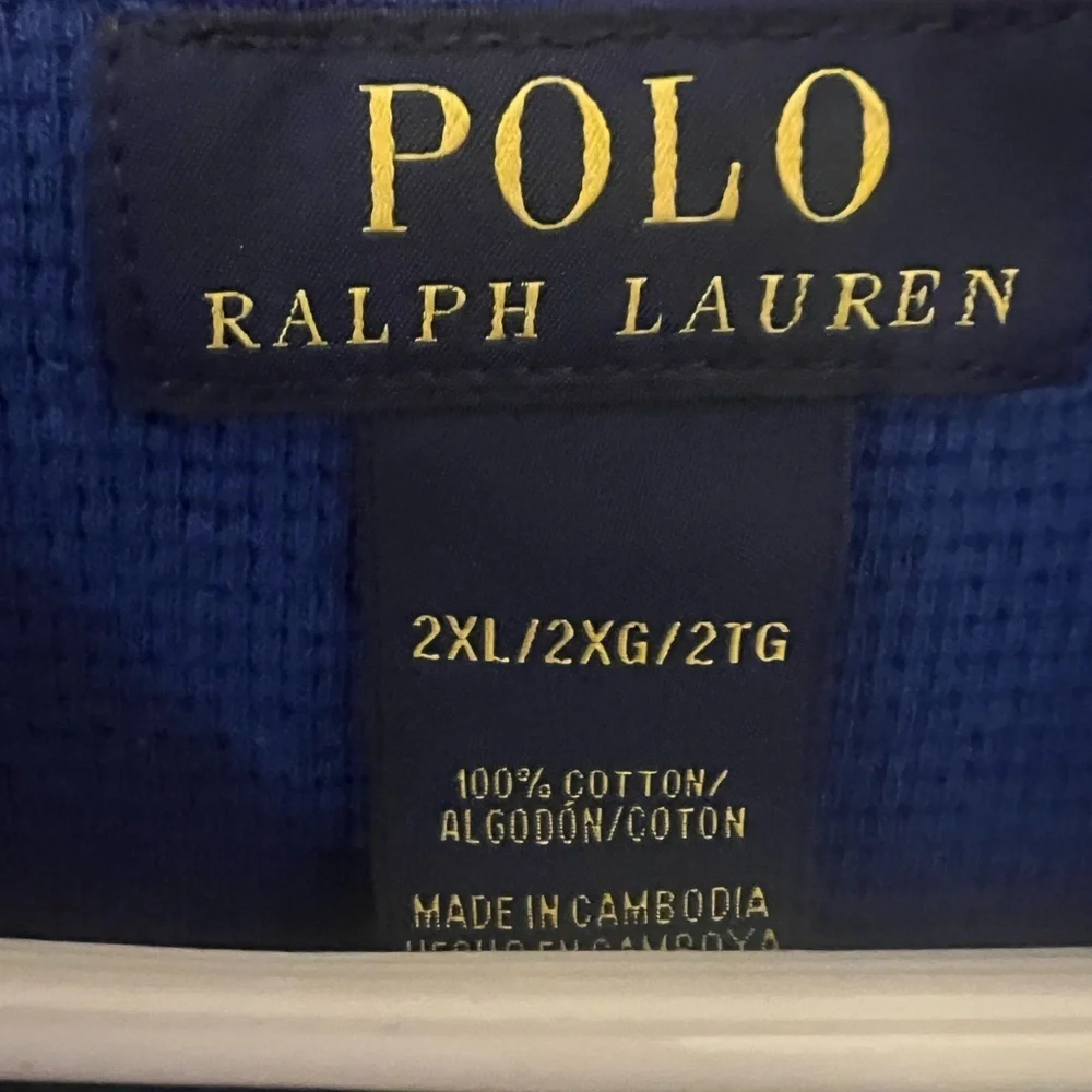 Polo Ralph Lauren Royal Waffle-knit long-sleeve Crew with orange trim XXL